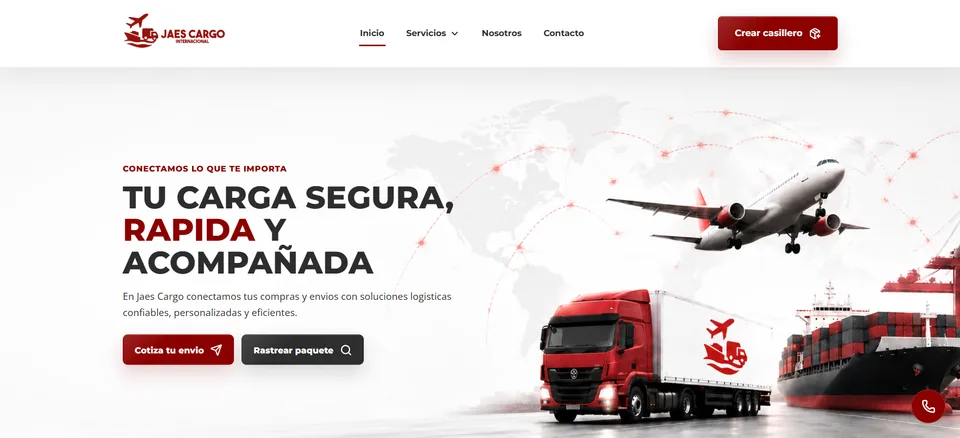 Página principal de Jaes Cargo Internacional